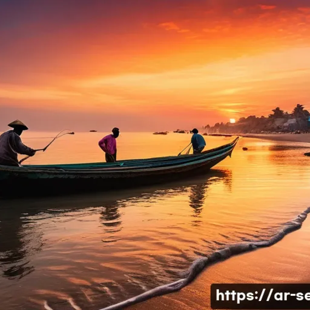 세네갈 어업 산업 - **A Vibrant Senegalese Fishing Village at Dawn**
A breathtaking, cinematic shot of a Senegalese ...