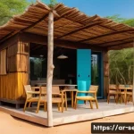 세네갈에서 친환경 여행하기 - A vibrant eco-lodge nestled within the lush greenery of Saloum National Park, Senegal, showcasing so...